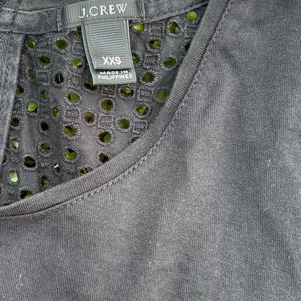 J. Crew Eyelet Back-Zip T-shirt black Size XXS Preowned great condition casual - Picture 4 of 5